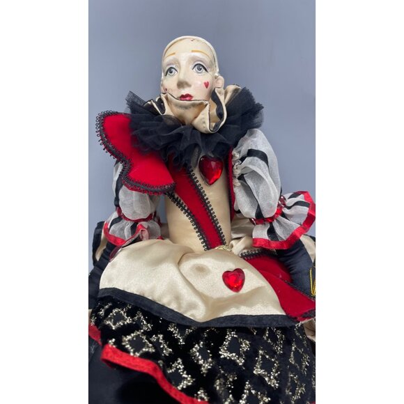 Katherine Collection Valentine Clown Doll heart black white humor bendable READ - Picture 2 of 6